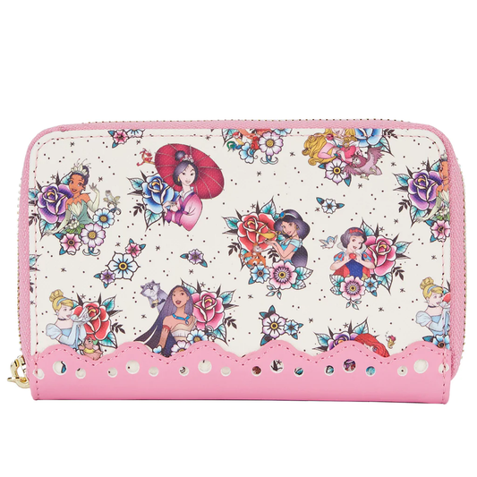 Disney Princess Floral Tattoo Zip Around Wallet